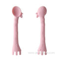 Baby Giraffe Silicone Spoon Fork Tableware Set